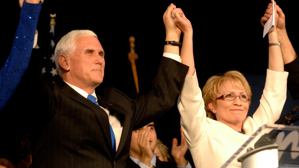 Gov.-elect Mike Pence and Lt. Gov.-elect Sue Ellspermann celebrated their Nov. 6 victory with supporters on election night.