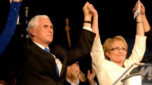 Gov.-elect Mike Pence and Lt. Gov.-elect Sue Ellspermann celebrated their Nov. 6 victory with supporters on election night.
