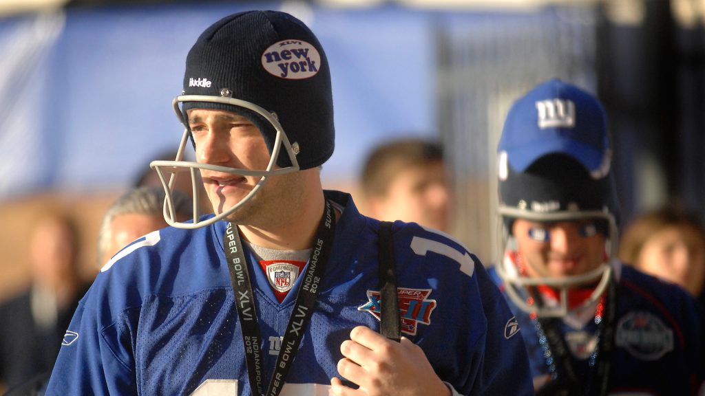 New York Giants fans girded themselves for the occasion at Super Bowl XLVI, which Indianapolis hosted on Feb. 5. Giants fans were rewarded for their trouble.