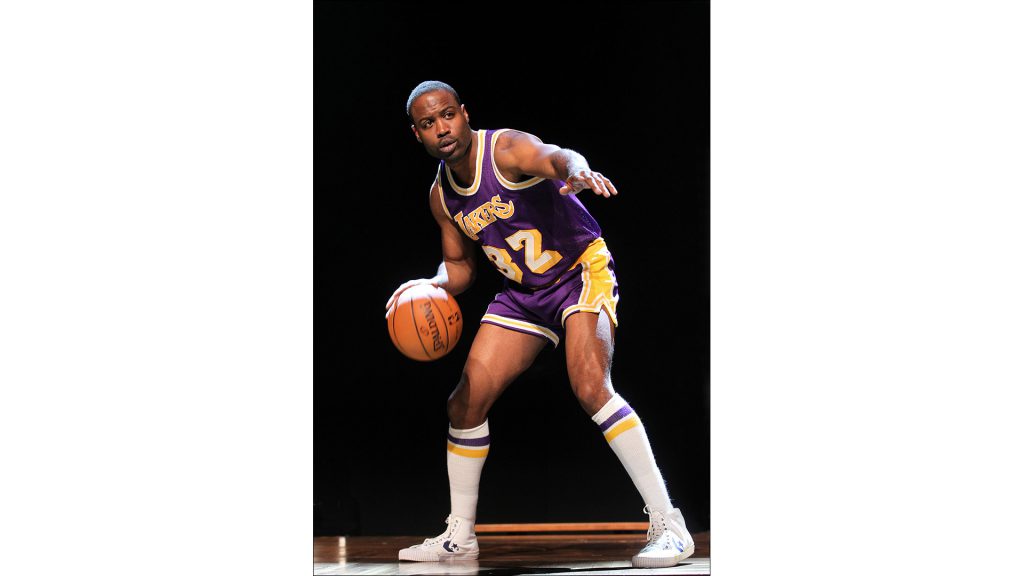 As Earvin ''Magic'' Johnson, actor Kevin Daniels strikes an iconic pose from the basketball superstar's years with the Los Angeles Lakers.