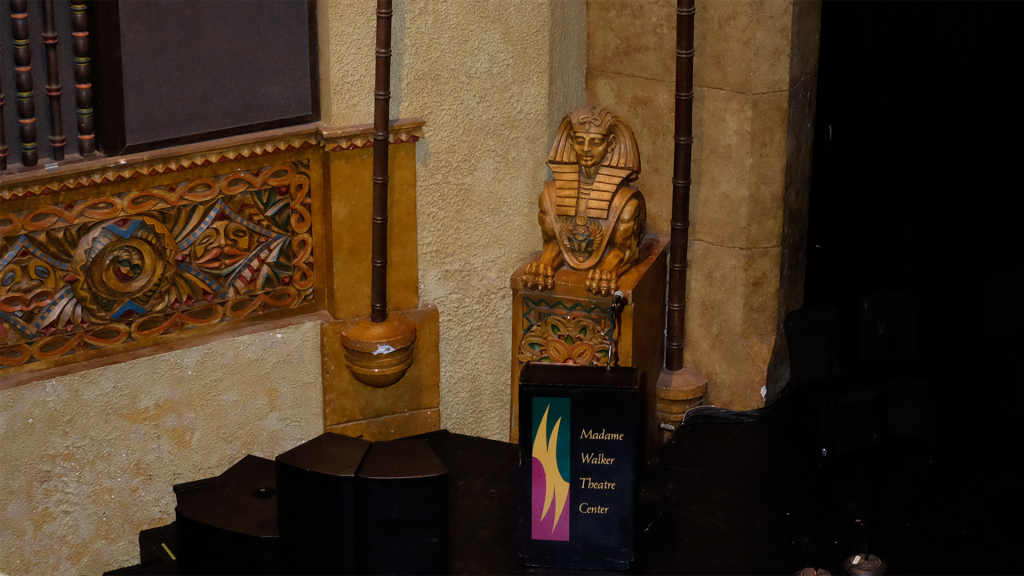 The building's interior is replete with Egyptian and West African architectural touches.