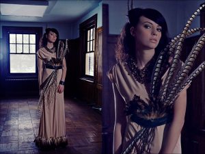 Mesela Designs of Wasilla, Alaska, specializes in feathered clothing and accessories.
