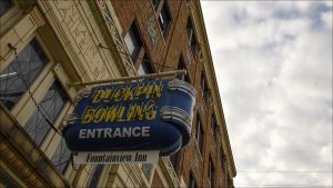 Former owner Linton Calvert converted bowling alleys in the basement and on the fourth floor into duckpin bowling alleys.