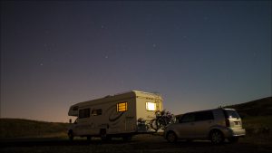 An overcrowded campground in an Idaho state park in July gave the Arnolds an unexpected opportunity for solitude in a parking lot atop a nearby hill.