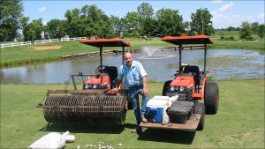 Schmitt uses his ball-harvesting tractors on client golf courses from Ohio to Tennessee.