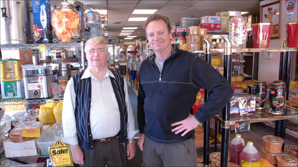 Company founder Richard Green, 75, and son, Rick, 43, amid their merchandise. The company sells almost anything necessary to the food-concessions business.