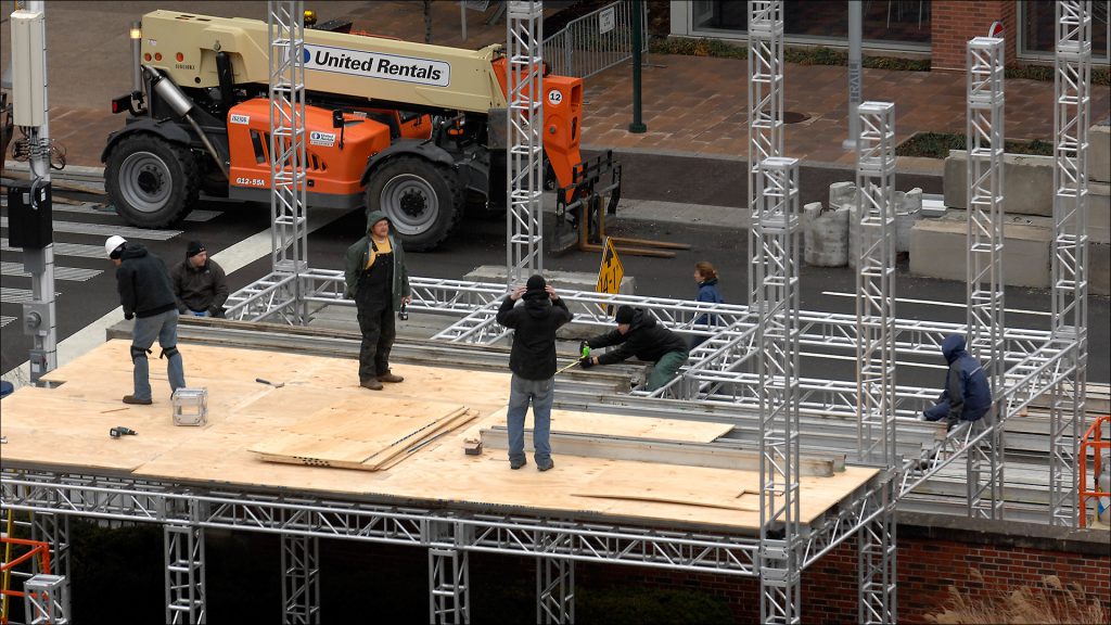 Super Bowl Village set-ups will fill Georgia Street with entertainment options.