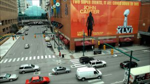 Palomino restaurant, at the corner of Maryland and Illinois streets, gave over its entire exterior wall for promotions.