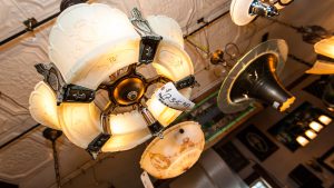 Old light fixtures are popular items at salvage businesses.