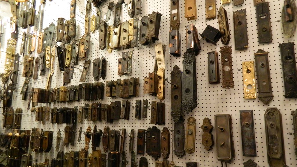 Door hardware is a big seller at architectural salvage shops.