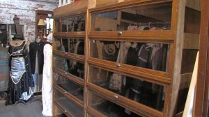 Bookshelves from law libraries are popular reclaimed items.