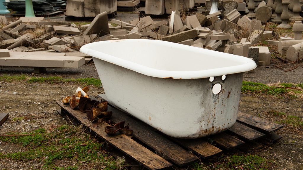 Porcelain bath items are a fixture at architectural salvage yards.