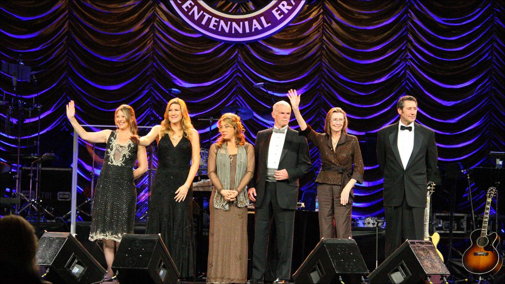 The IMS board at the 2009 Centennial Era Gala, from left: Kathi George-Conforti, Nancy George, Josie George, Jack Snyder, Chairwoman Mari Hulman George and Tony George.