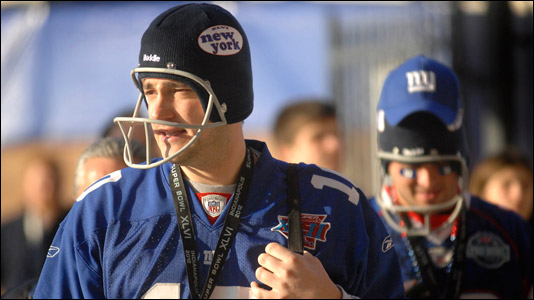 Giants fans Steven Bini and Mike Wilson traveled from New Jersey for the game.