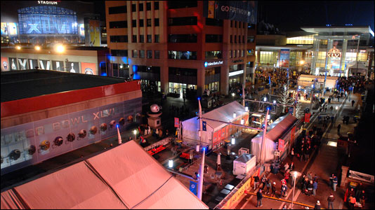 Fans headed for Super Bowl Village as soon as the game ended.