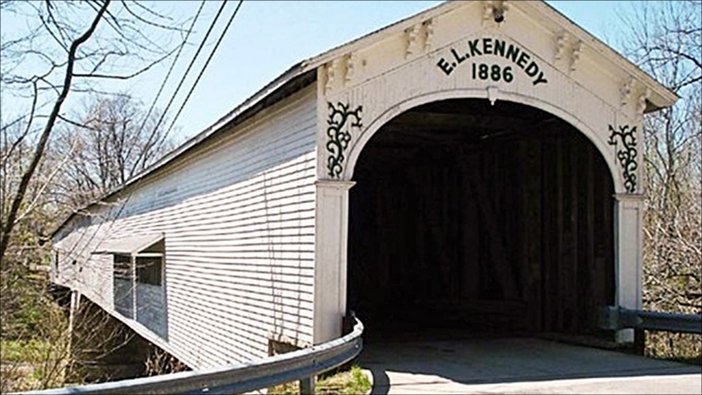 The covered bridge at Moscow was a community landmark until it was destroyed by a tornado in June 2008.