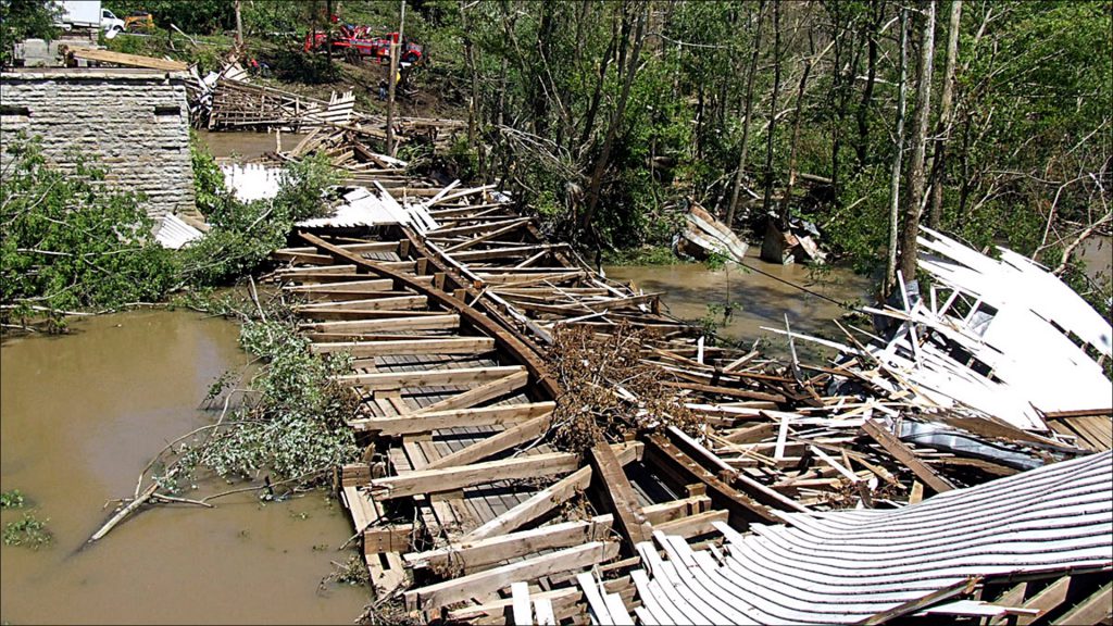 The tornado in June 2008 turned the once-proud bridge into rubble.