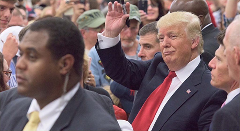 Republican presidential hopeful Donald Trump made his first campaign appearance in Indianapolis on April 20 at a rally at the Indiana State Fairgrounds.