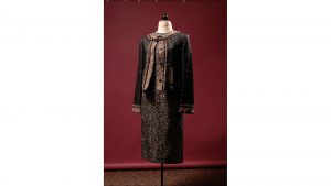 Brown and black tweed jacket with black organza overlay by Dolce and Gabbana, $685, at Nordstrom at the Fashion Mall