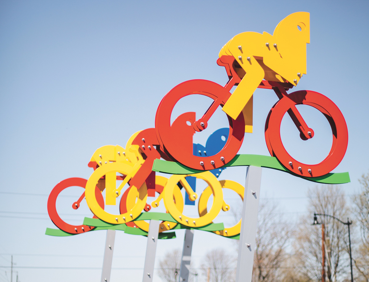 Giant stainless steel sculpture installed at Midtown roundabout