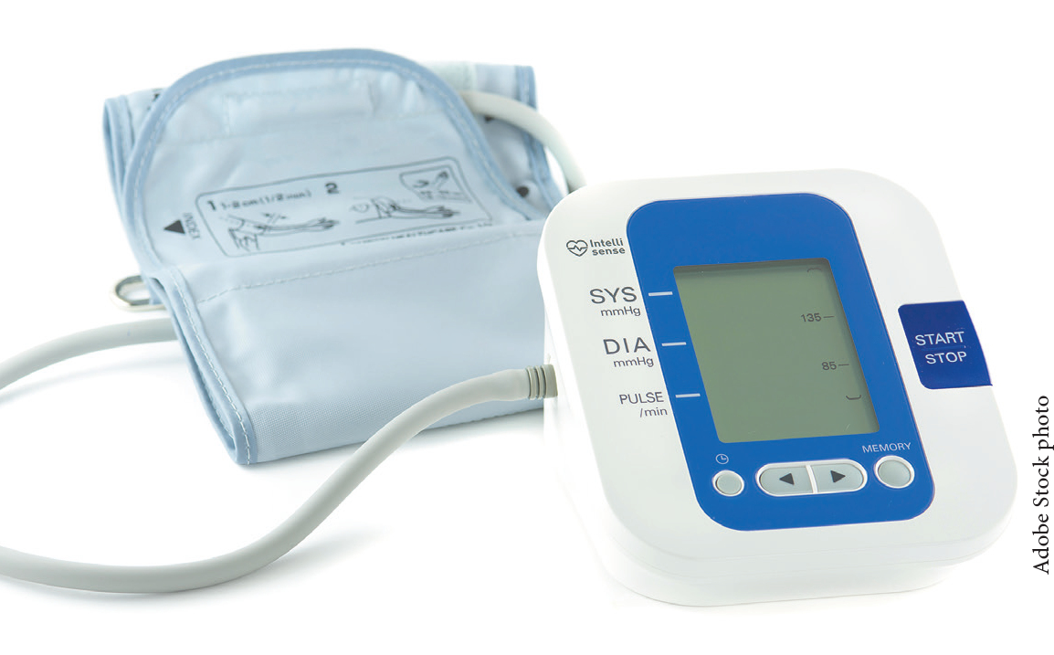 Closeup image of a digital blood pressue monitor