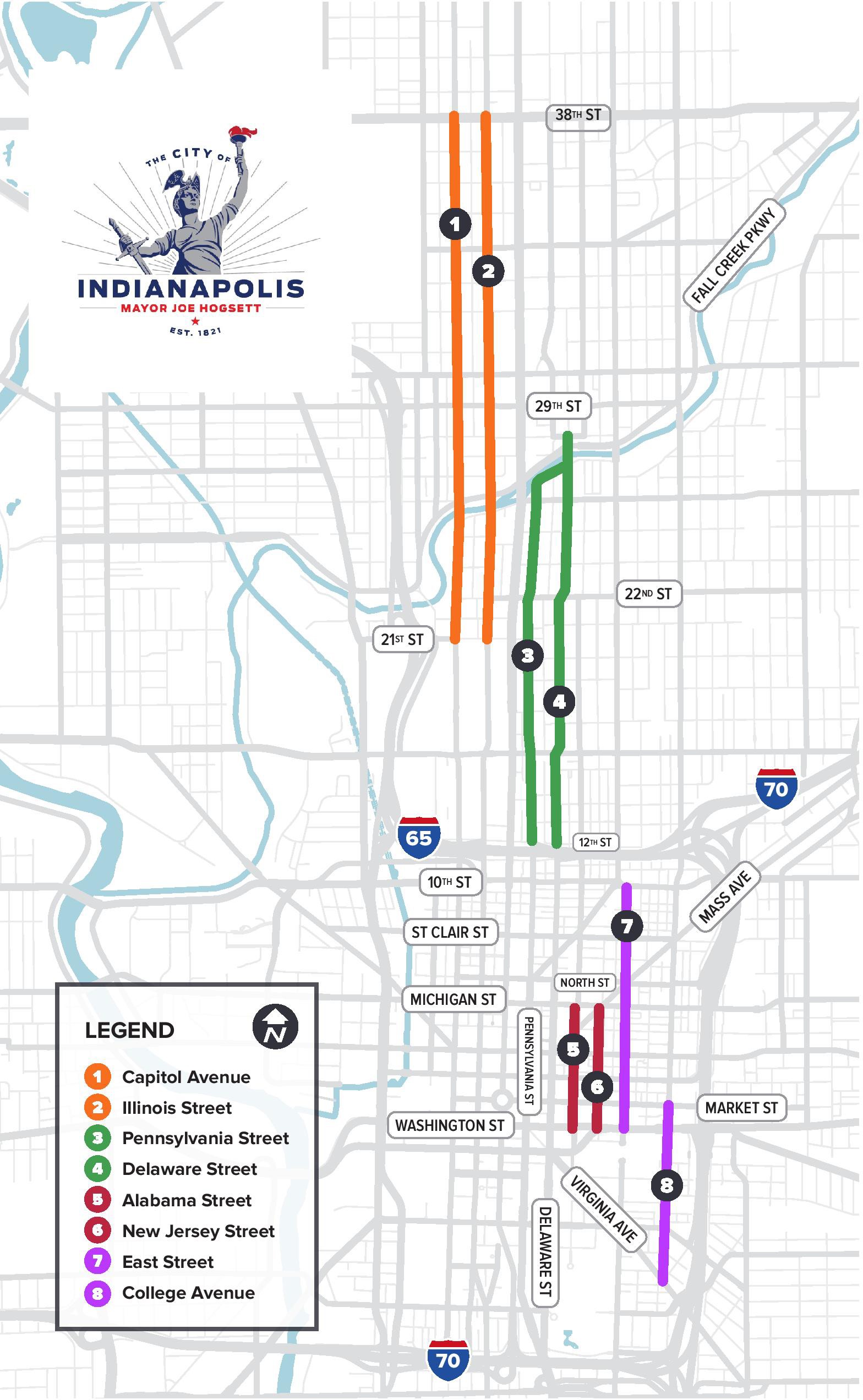 Indianapolis to convert parts of eight one-way streets into two