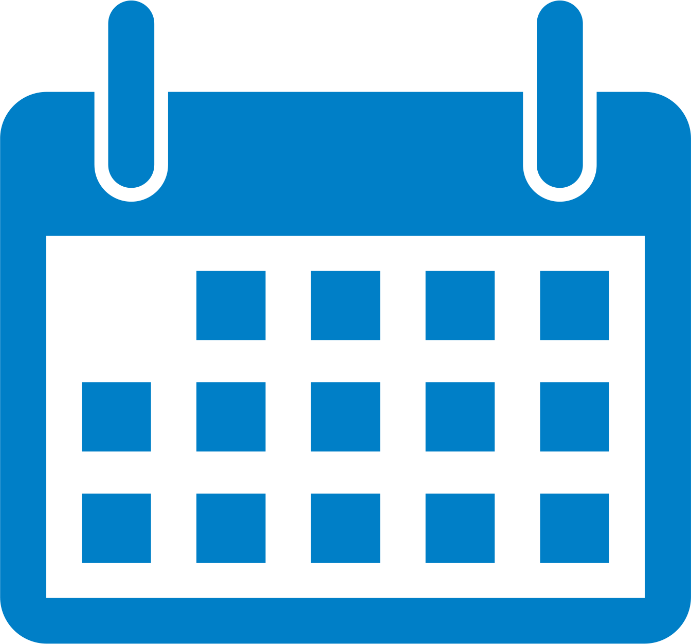 Blue line art illustration of a calendar