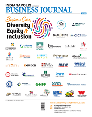 Cover of IBJ's 2024 Business Cares, Diversity Equity and Inclusion issue, featuring the logos of all 36 supporting companies listed below.