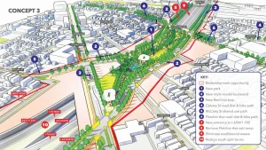 Indy Chamber, Rethink Coalition proposes vision for I-65/I-70 split on southeast side of downtown