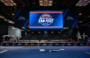 Photo gallery: Workers construct NCAA Fan Fest at convention center