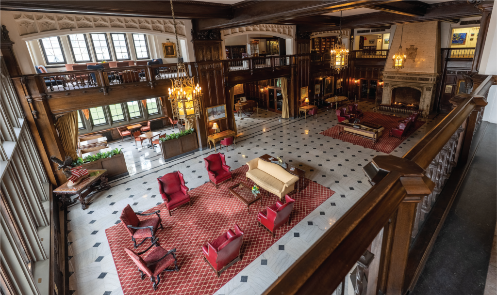 A high angle view of a well appointed lounge