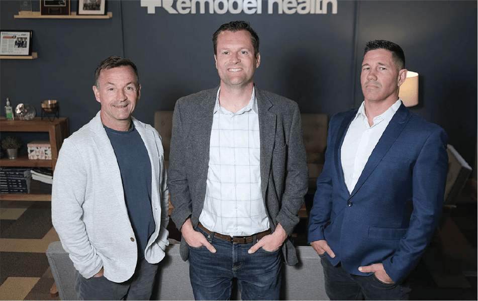 3 members of Remodel Health posed in their office